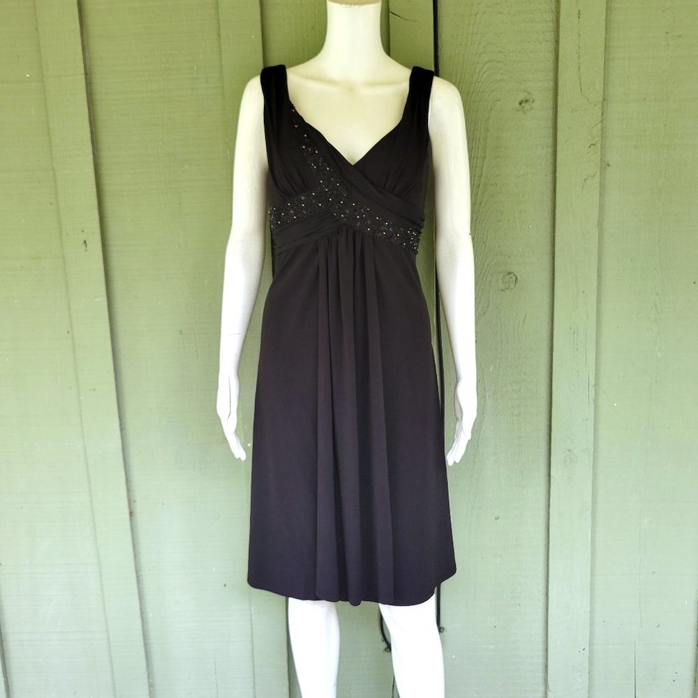 NWT MAX and CLEO Black Beaded Slinky Cocktail Dress 12